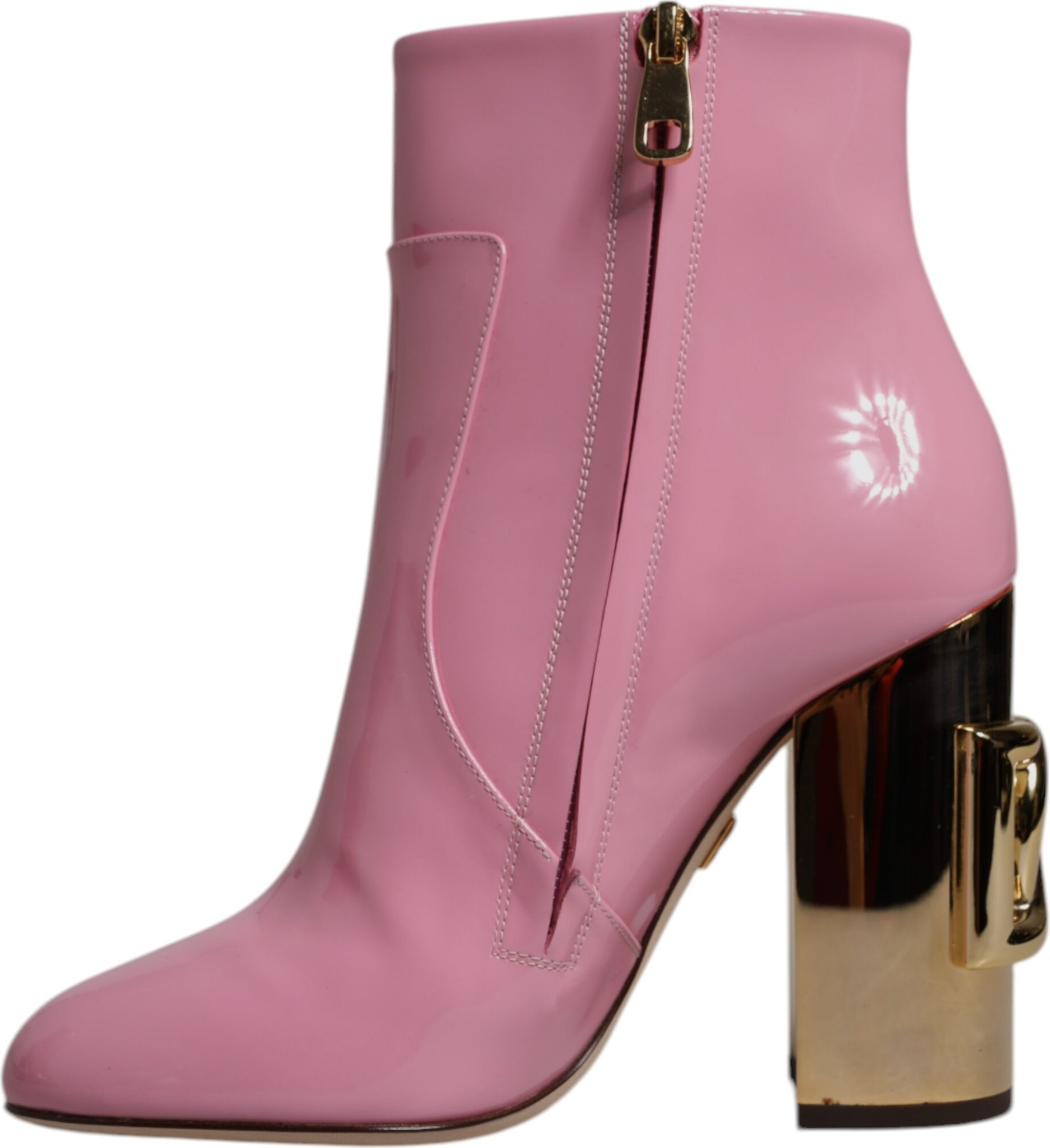 Pink Patent Leather Heel Mid Calf Boots Shoes Dolce & Gabbana