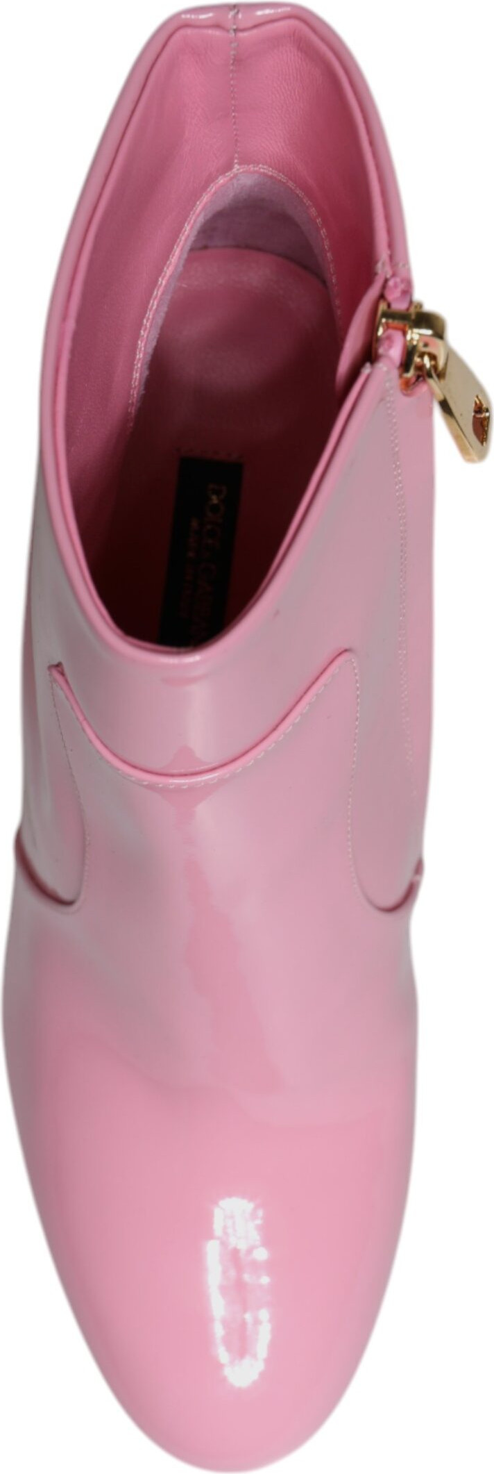 Pink Patent Leather Heel Mid Calf Boots Shoes Dolce & Gabbana