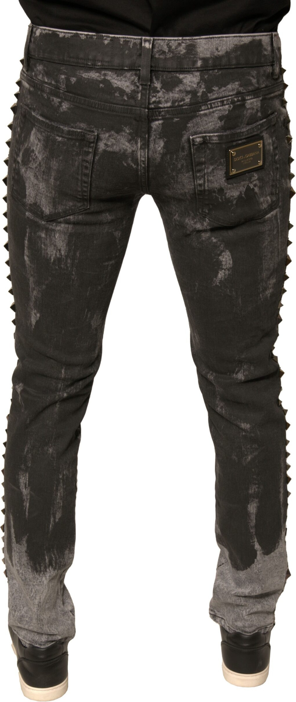 Denim Jeans Dolce & Gabbana Gray Embellished Cotton Skinny