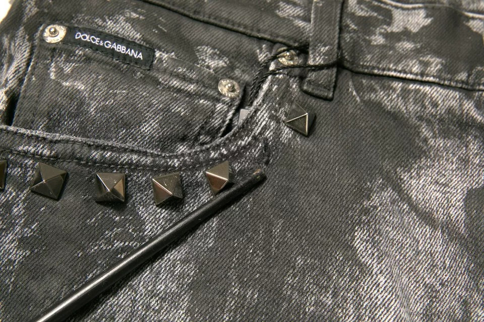 Denim Jeans Dolce & Gabbana Gray Embellished Cotton Skinny