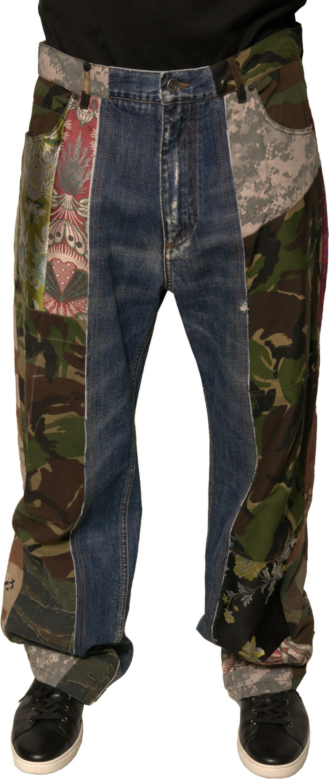 Blaue Jeans im Patchwork-Look aus Baumwolle