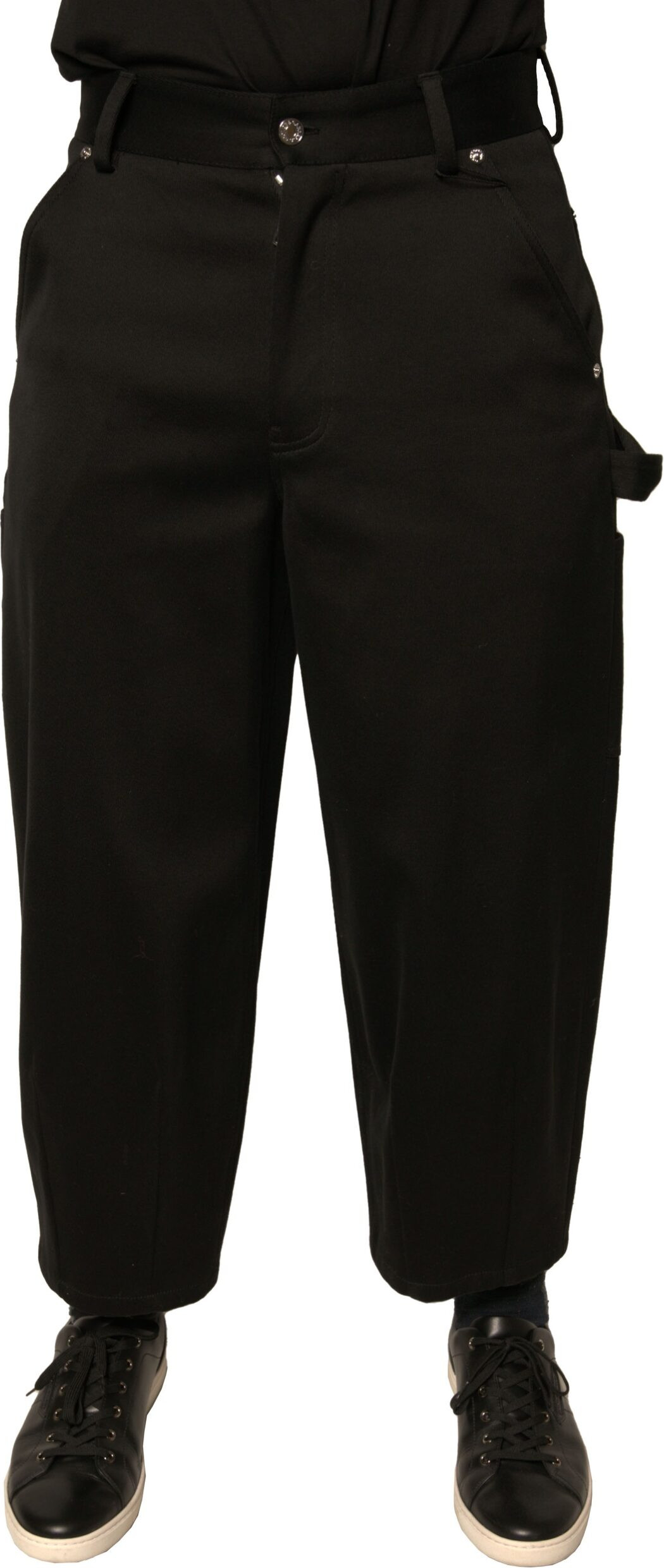 Black Cotton Mid Waist Cropped Pants Dolce & Gabbana
