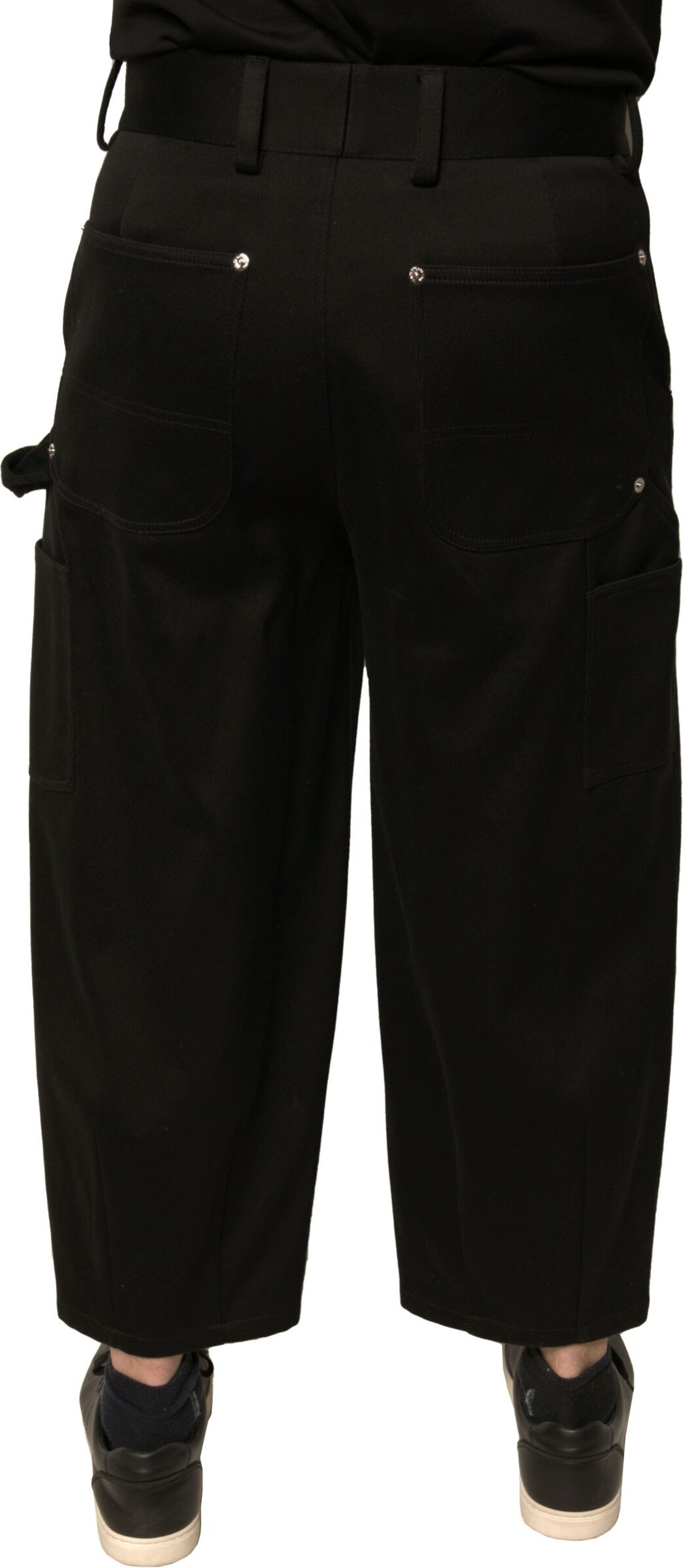 Black Cotton Mid Waist Cropped Pants Dolce & Gabbana