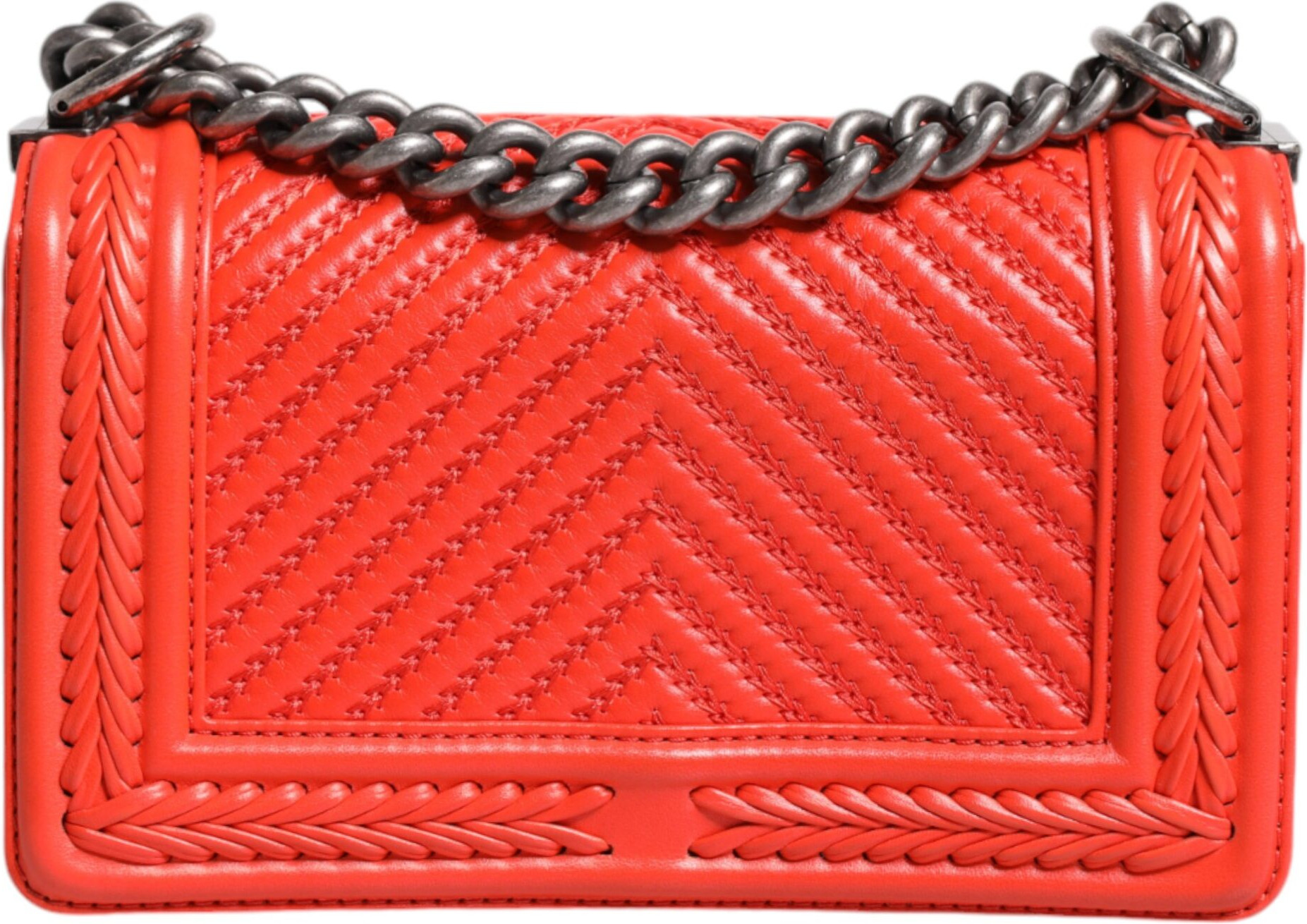 Shoulder Bag Chanel Orange Small Leather Chain Shoulder Boy Bag