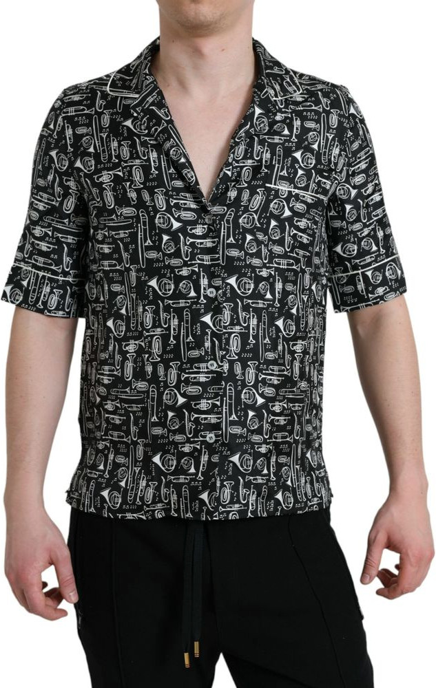 Black Silk Pattern Shirt