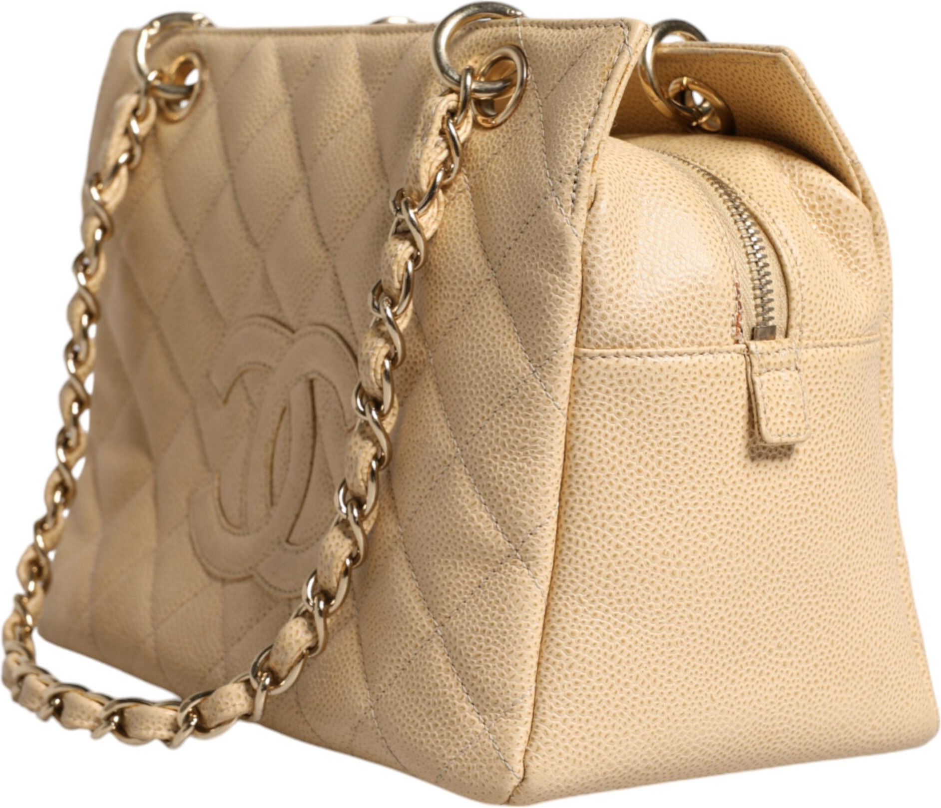 Сумка Chanel Бежевая Caviar De Coco Chain Leather