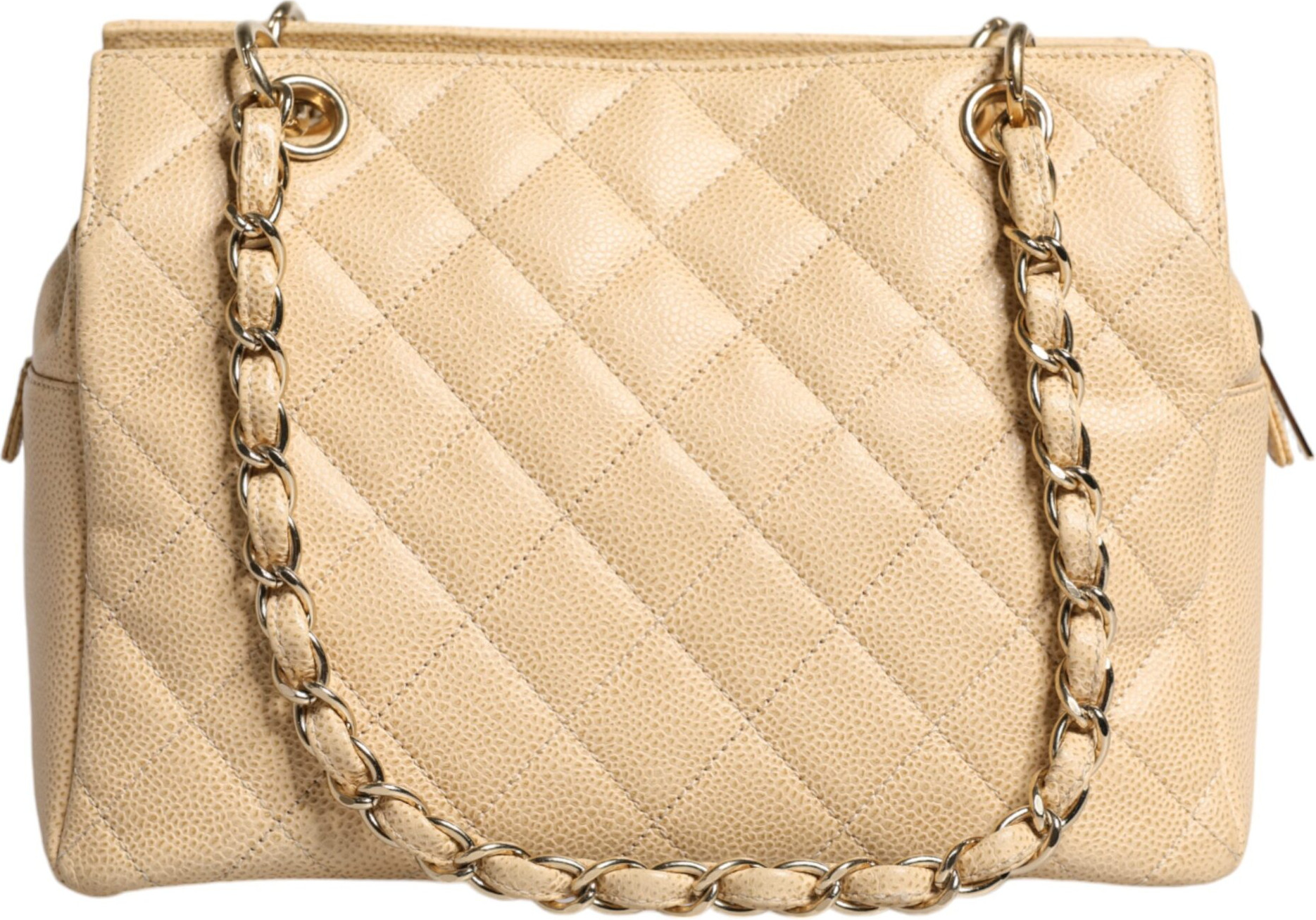 Сумка Chanel Бежевая Caviar De Coco Chain Leather