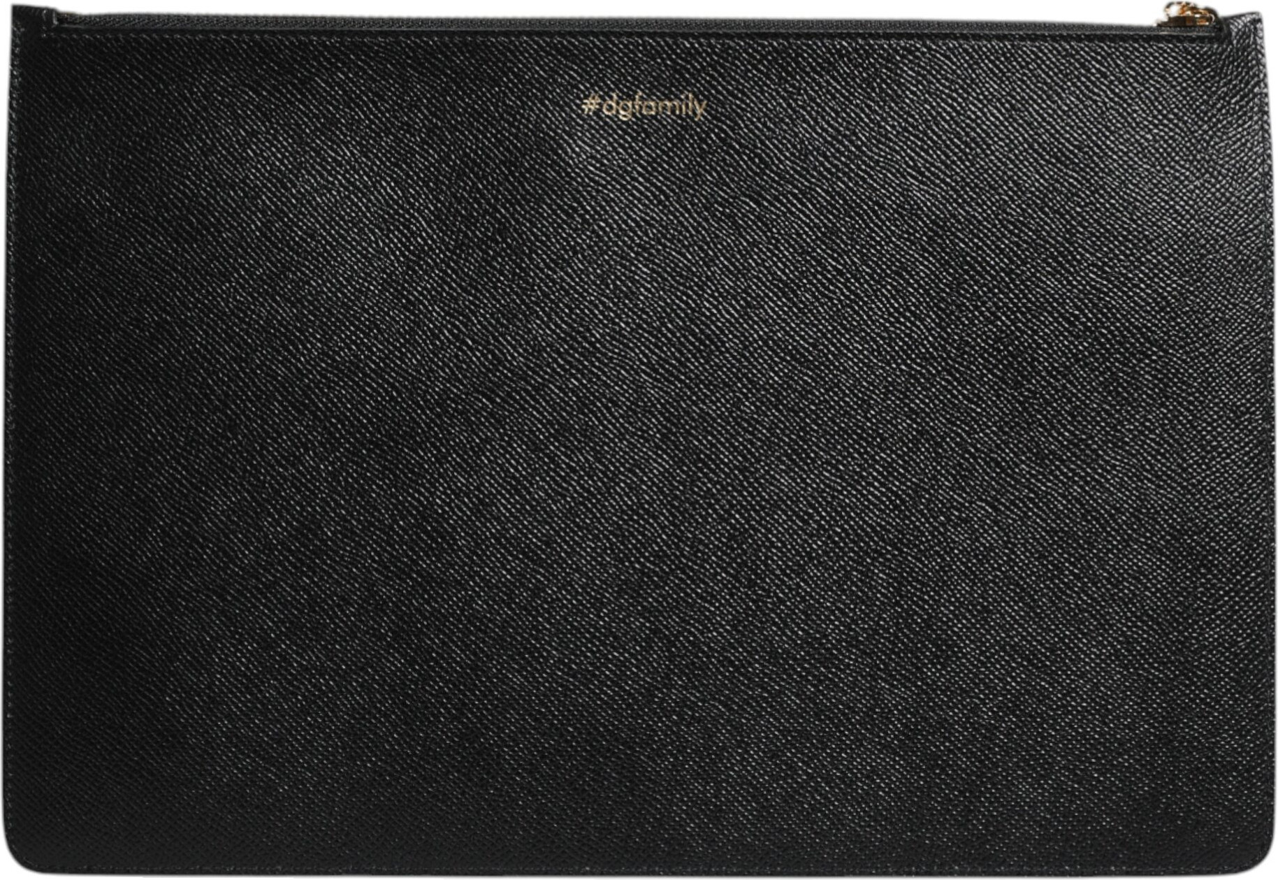 Pouch Bag Dolce & Gabbana Black Leather Embellished Men Zip Pouch Bag