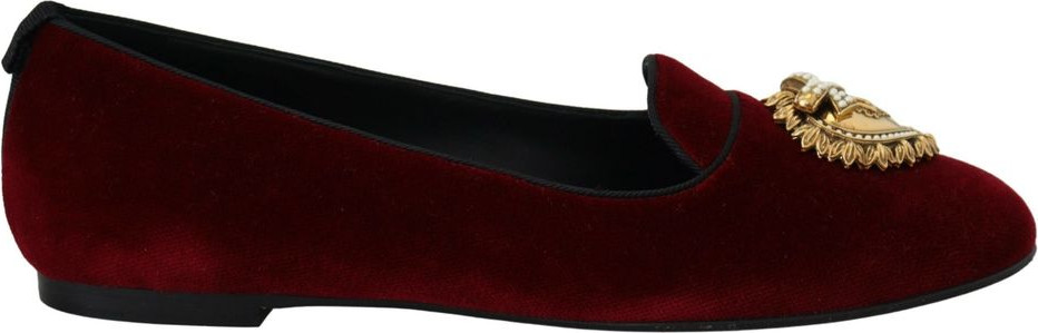 Бордовые лоферы-слипоны из хлопка от Dolce & Gabbana