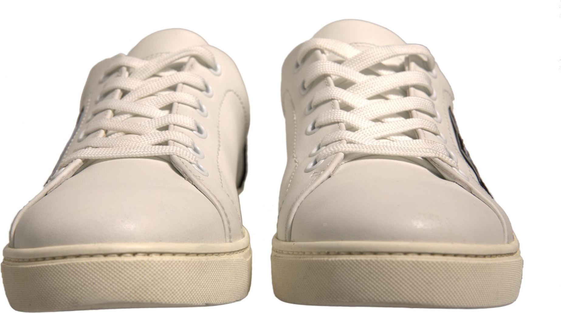 White Suede Leather Low Top Sneakers Shoes Dolce & Gabbana