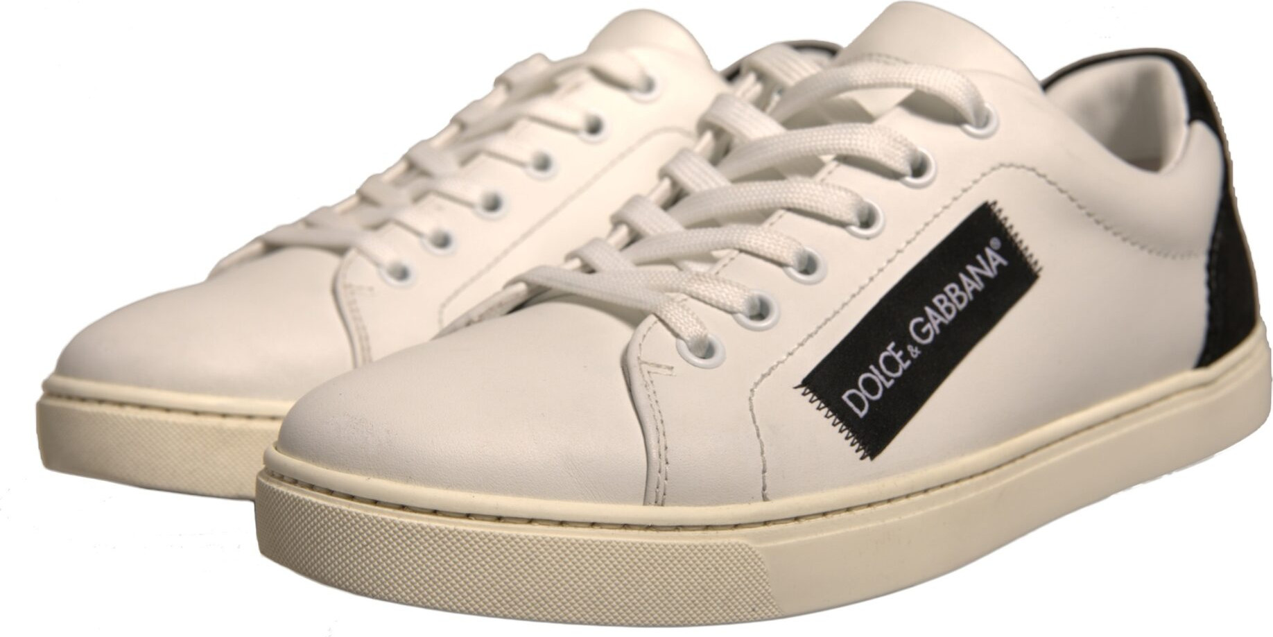 White Suede Leather Low Top Sneakers Shoes Dolce & Gabbana