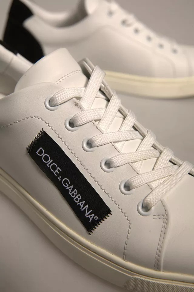 White Suede Leather Low Top Sneakers Shoes Dolce & Gabbana