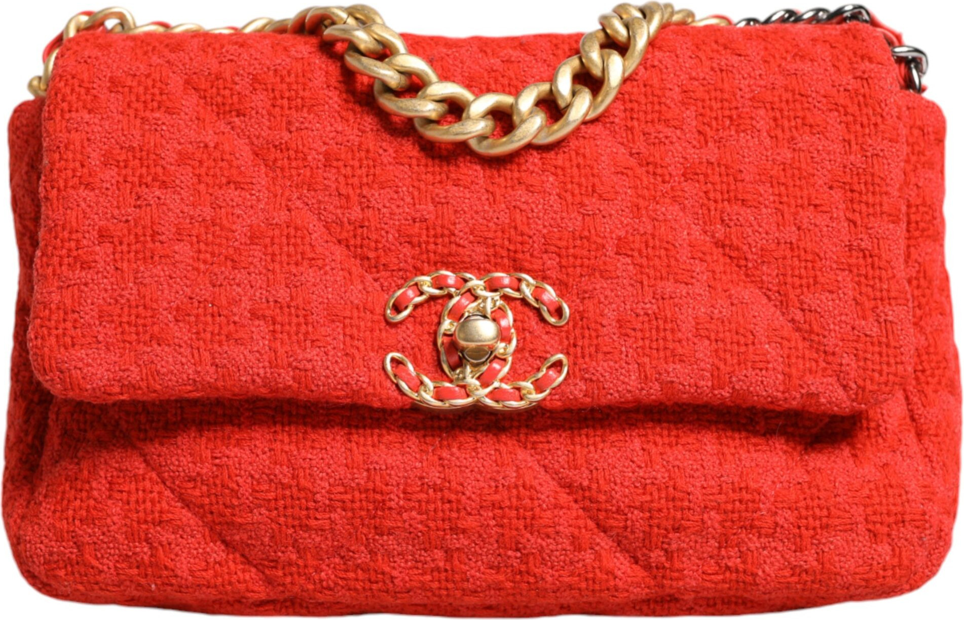 Shoulder Bag Chanel Red Tweed 2WAY Hand Chain Medium