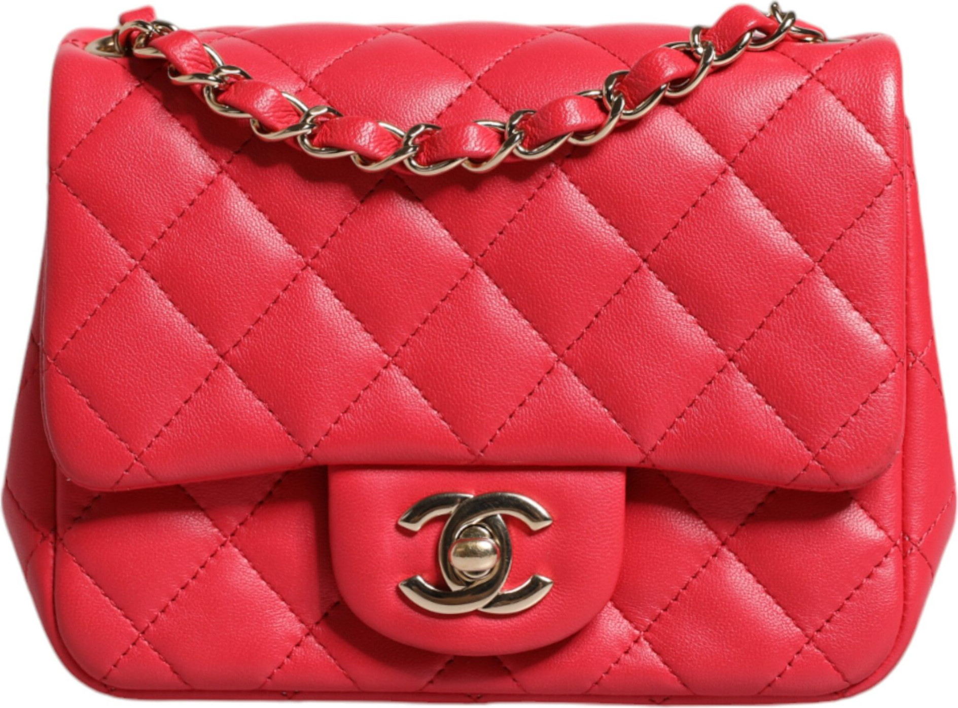 Сумка Chanel Розовая стеганая на цепочке Мини