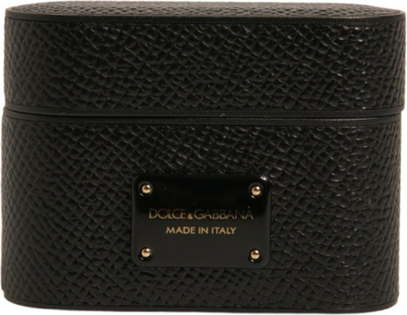 Case Dolce & Gabbana Black Leather Metal Logo Plaque Holder