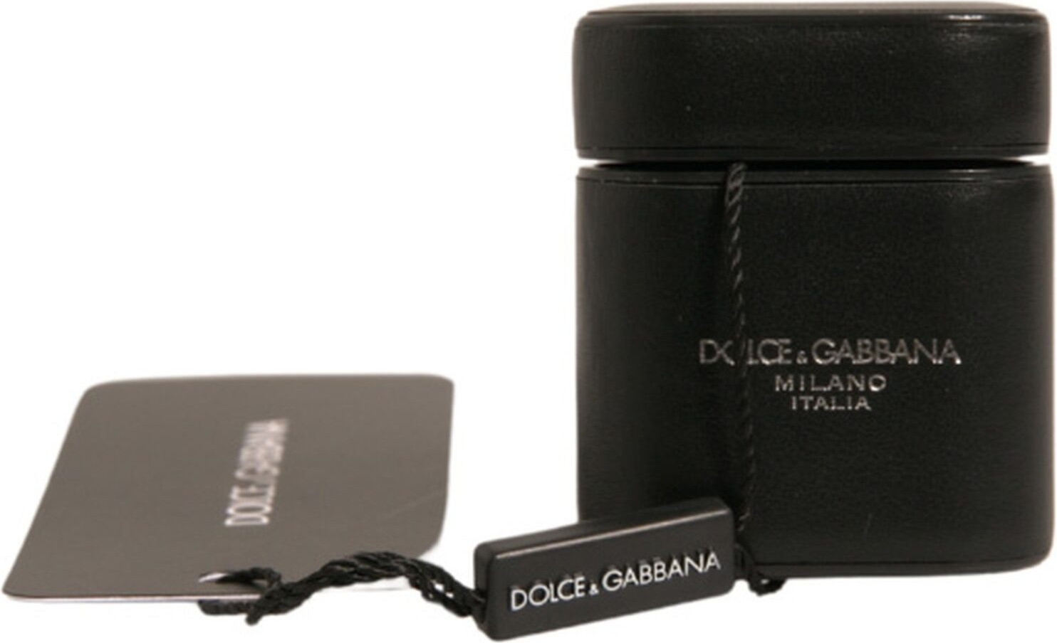 Holder Dolce & Gabbana Qora PVQX Logotip Bosilgan Flip Holder Airpods Kiyimi