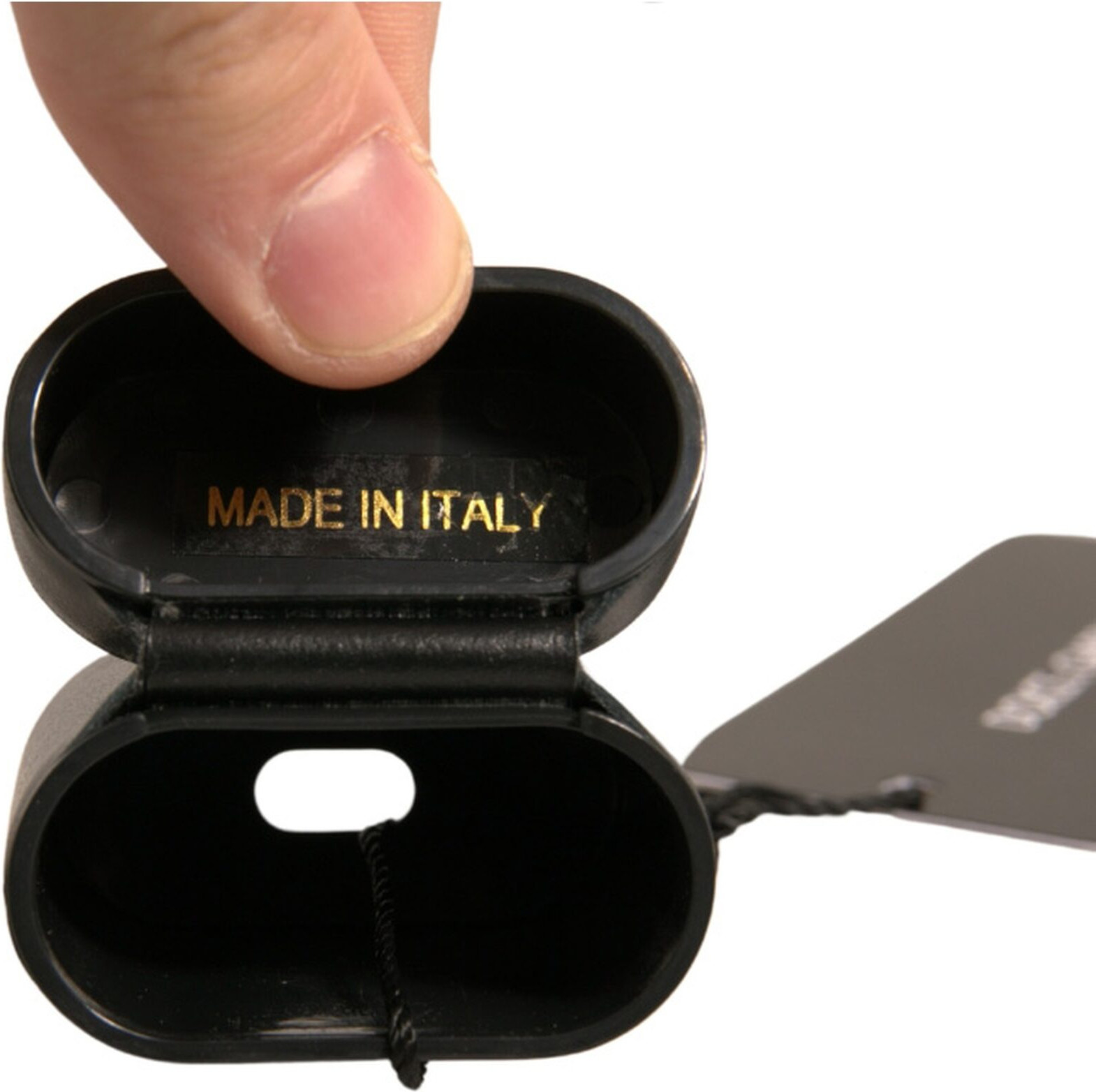 Holder Dolce & Gabbana Qora PVQX Logotip Bosilgan Flip Holder Airpods Kiyimi
