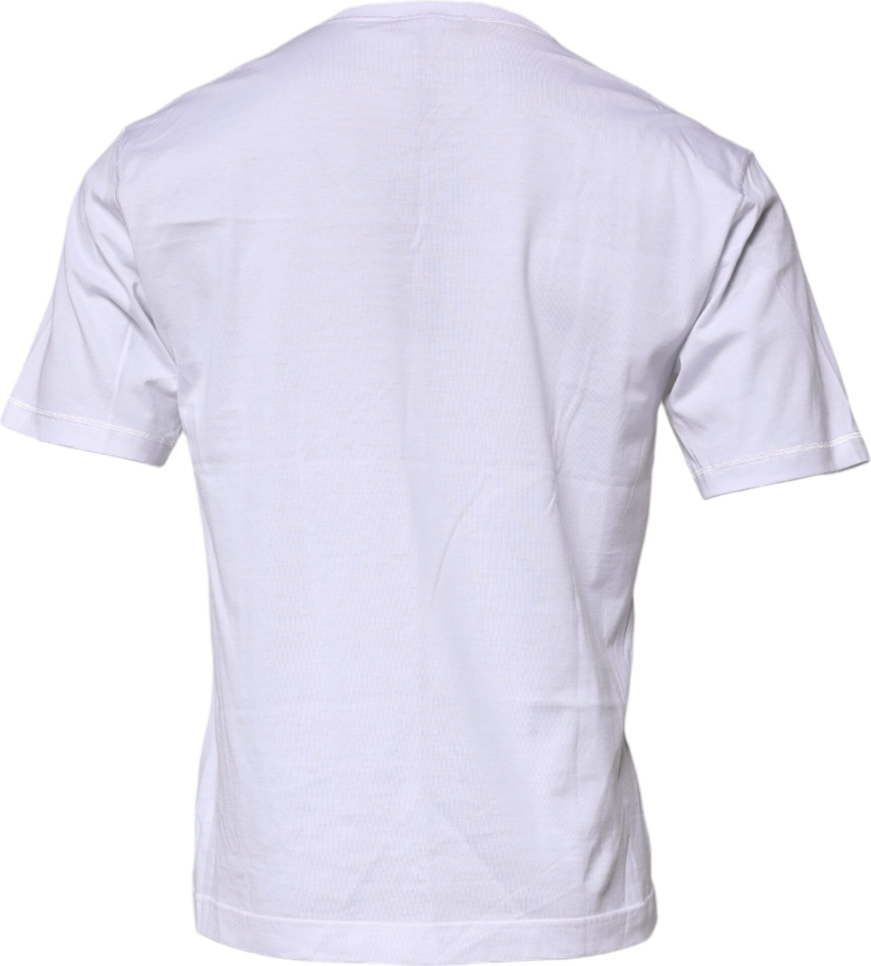 White Logo Tape Cotton Crew Neck T-shirt Dolce & Gabbana