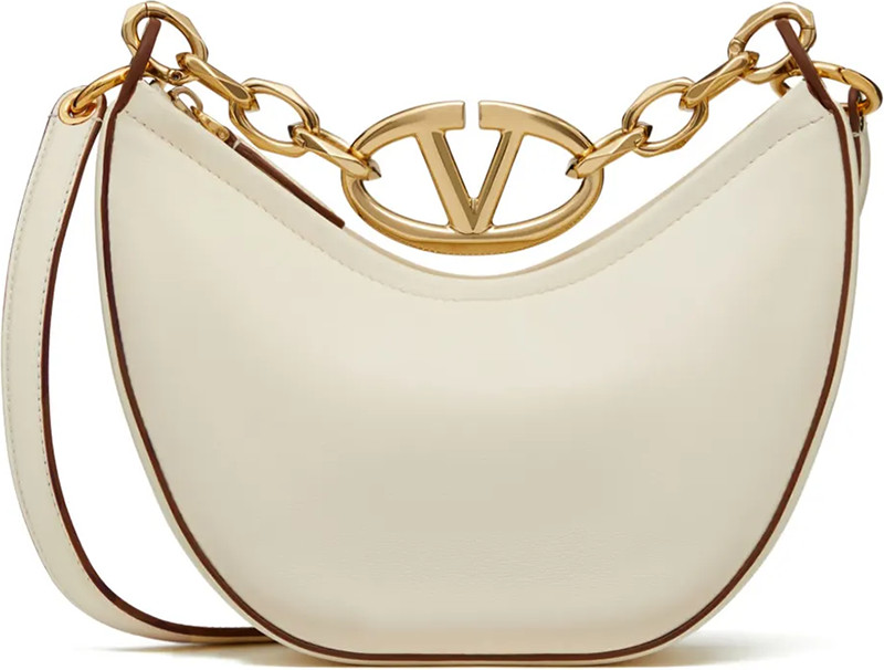 Shoulder Bag Valentino Garavani Ivory Leather Mini Hobo