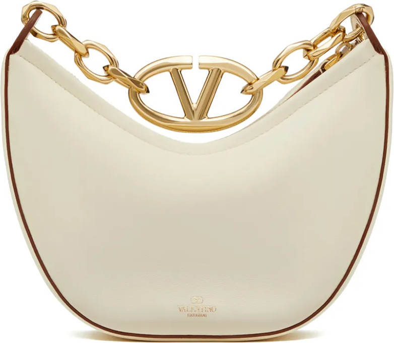 Shoulder Bag Valentino Garavani Ivory Leather Mini Hobo