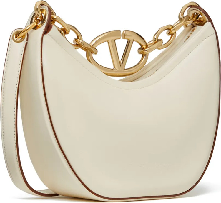 Shoulder Bag Valentino Garavani Ivory Leather Mini Hobo