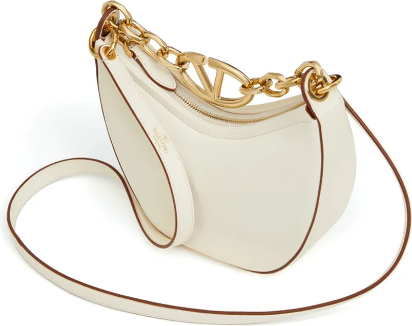 Shoulder Bag Valentino Garavani Ivory Leather Mini Hobo