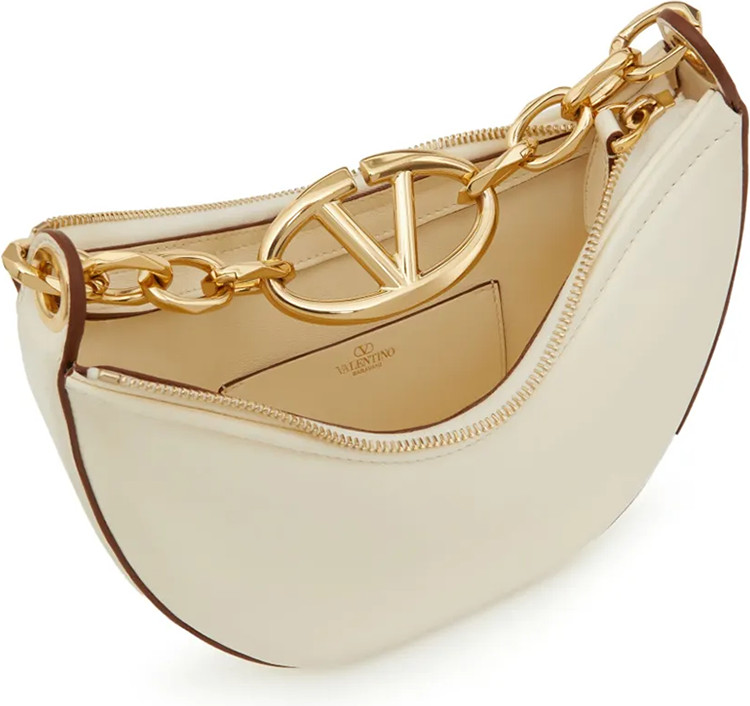 Shoulder Bag Valentino Garavani Ivory Leather Mini Hobo