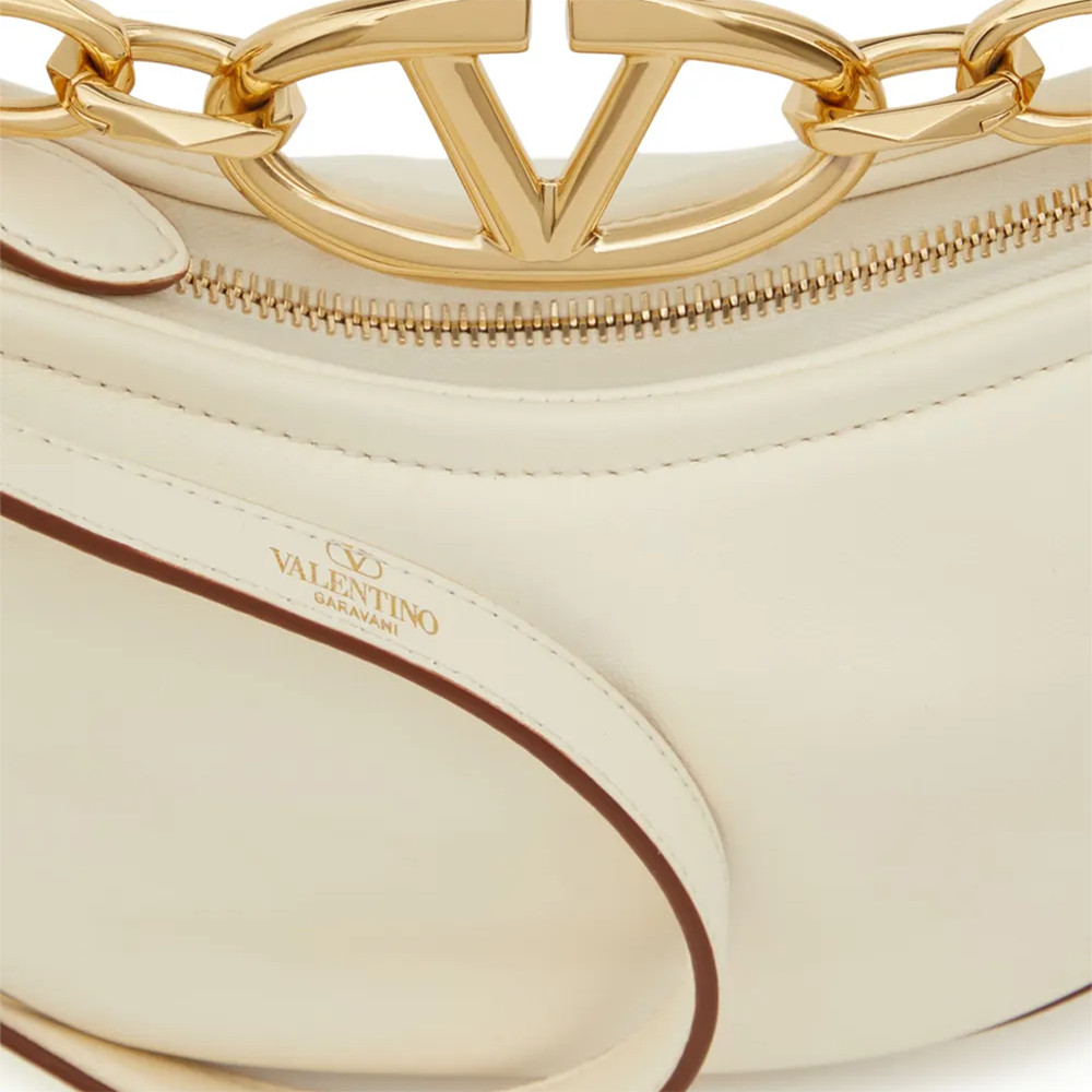 Shoulder Bag Valentino Garavani Ivory Leather Mini Hobo