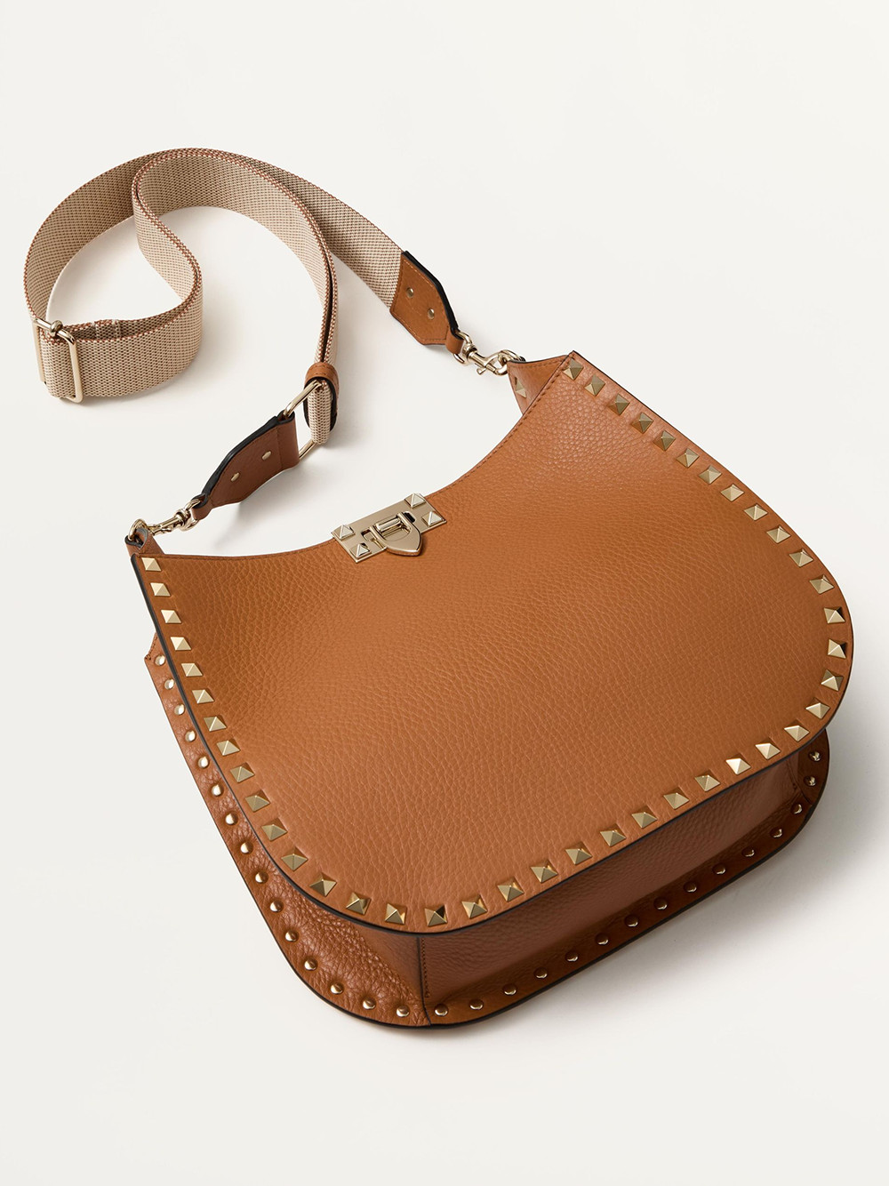Hobo Bag Valentino Garavani Brown Grainy Calf Hobo Rockstudt