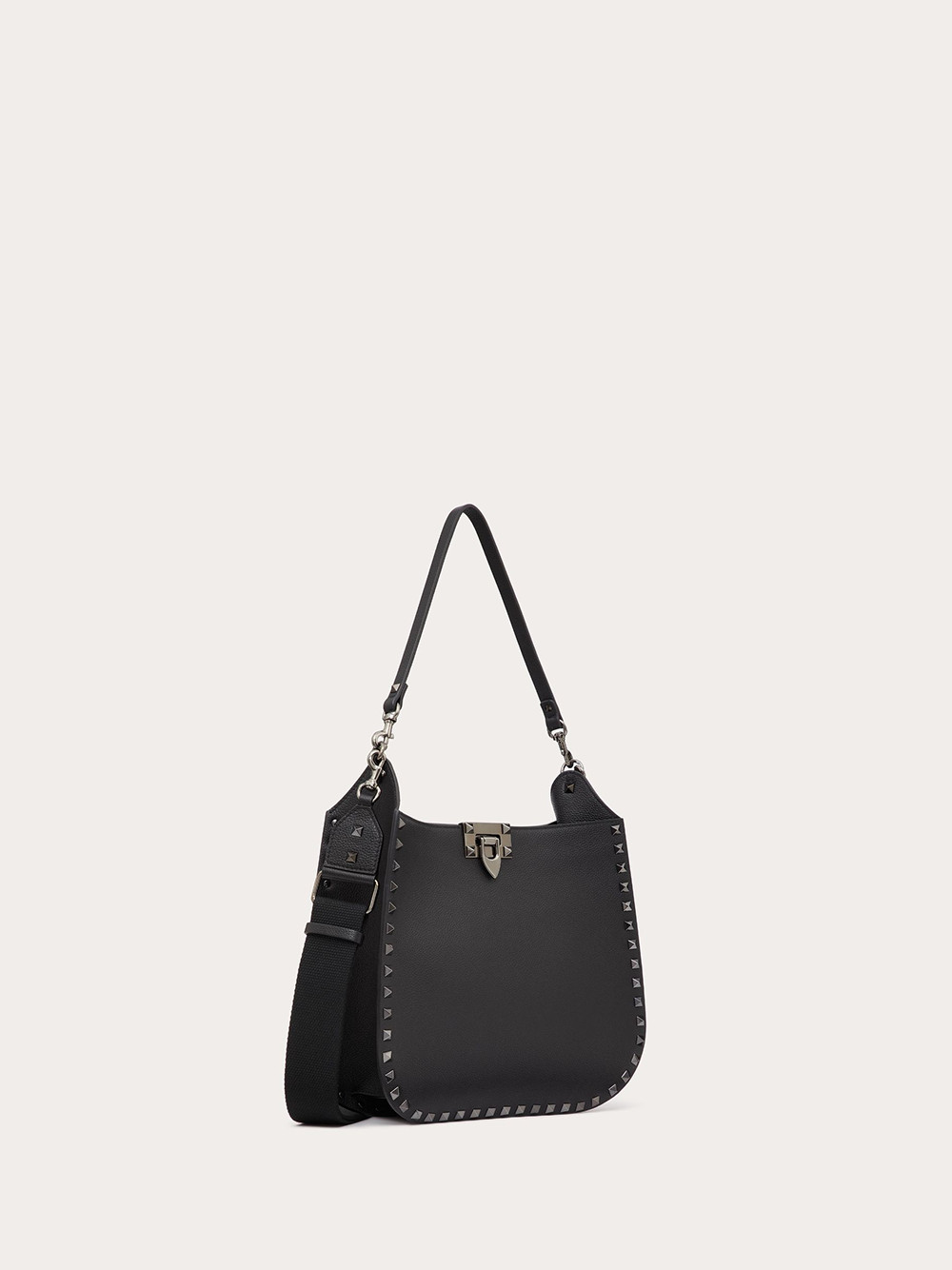 Hobo Bag Valentino Garavani Black Grainy Calf Hobo Rockstudt Bag