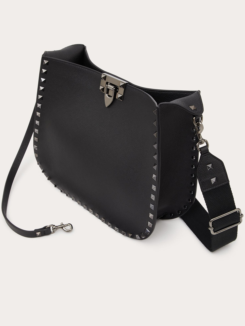 Hobo Bag Valentino Garavani Black Grainy Calf Hobo Rockstudt Bag