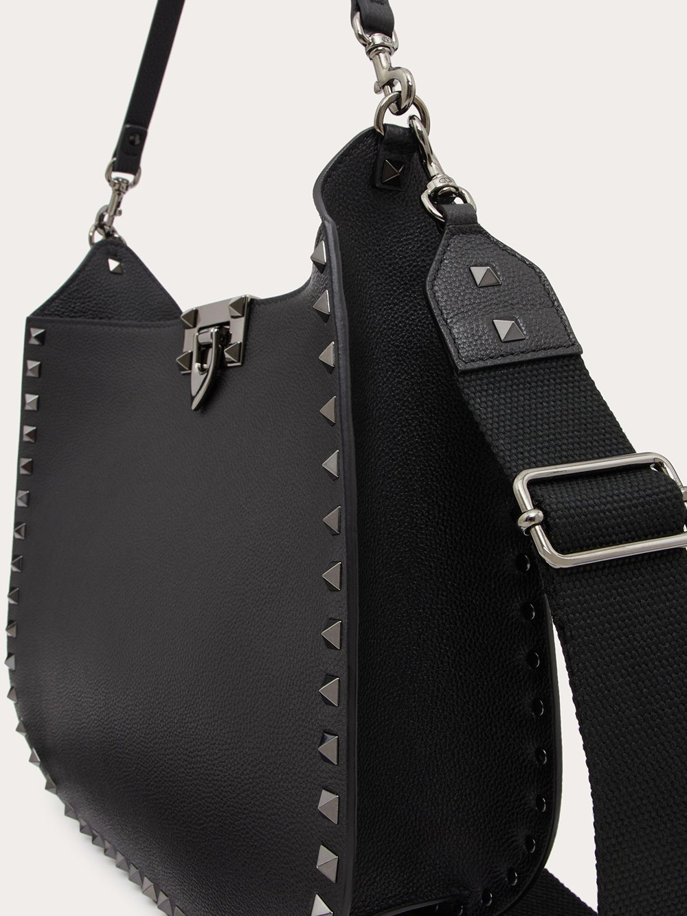 Hobo Bag Valentino Garavani Black Grainy Calf Hobo Rockstudt Bag