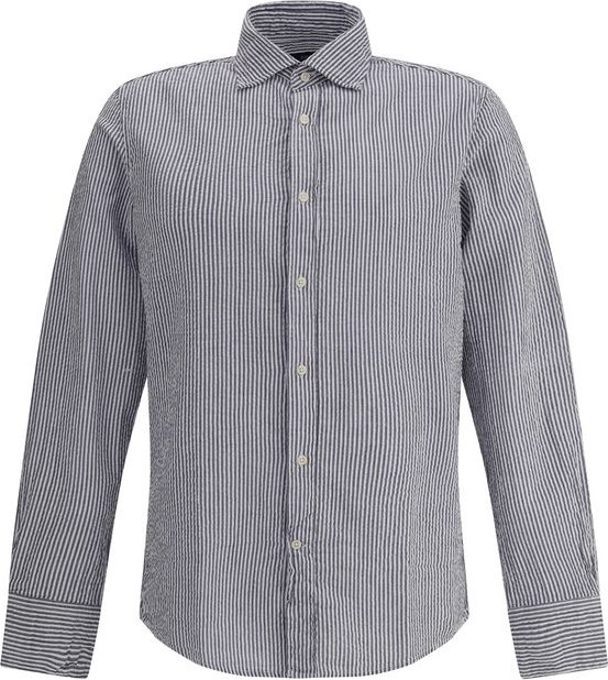 Blue Cotton Pattern Shirt Deperlu