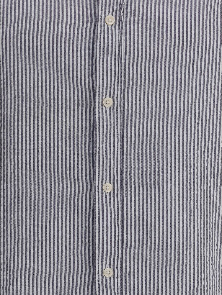Blue Cotton Pattern Shirt Deperlu