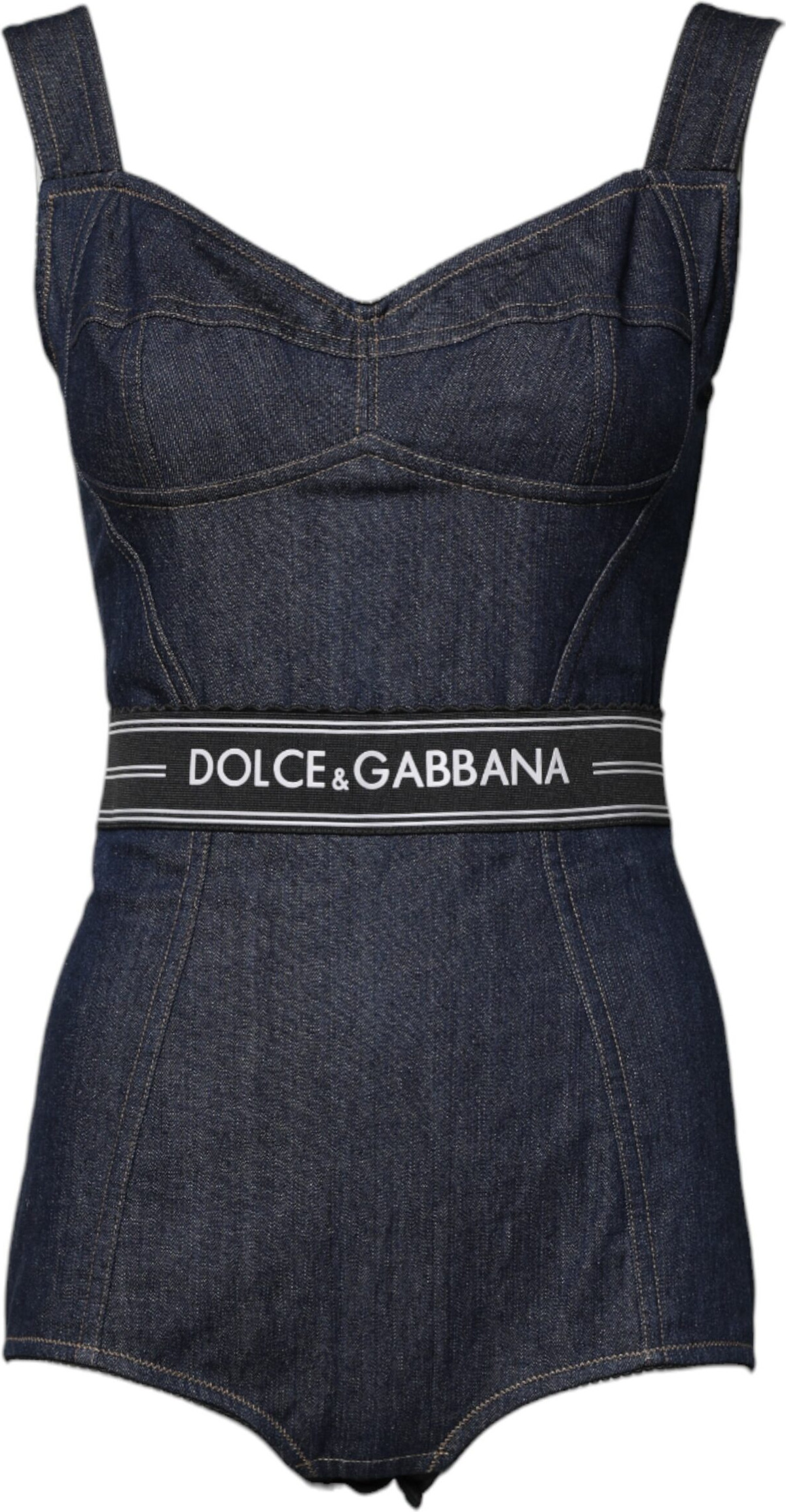 Dolce & Gabbana ko'k paxtali strech belbog'li jinsiga o'xshash bodisuit