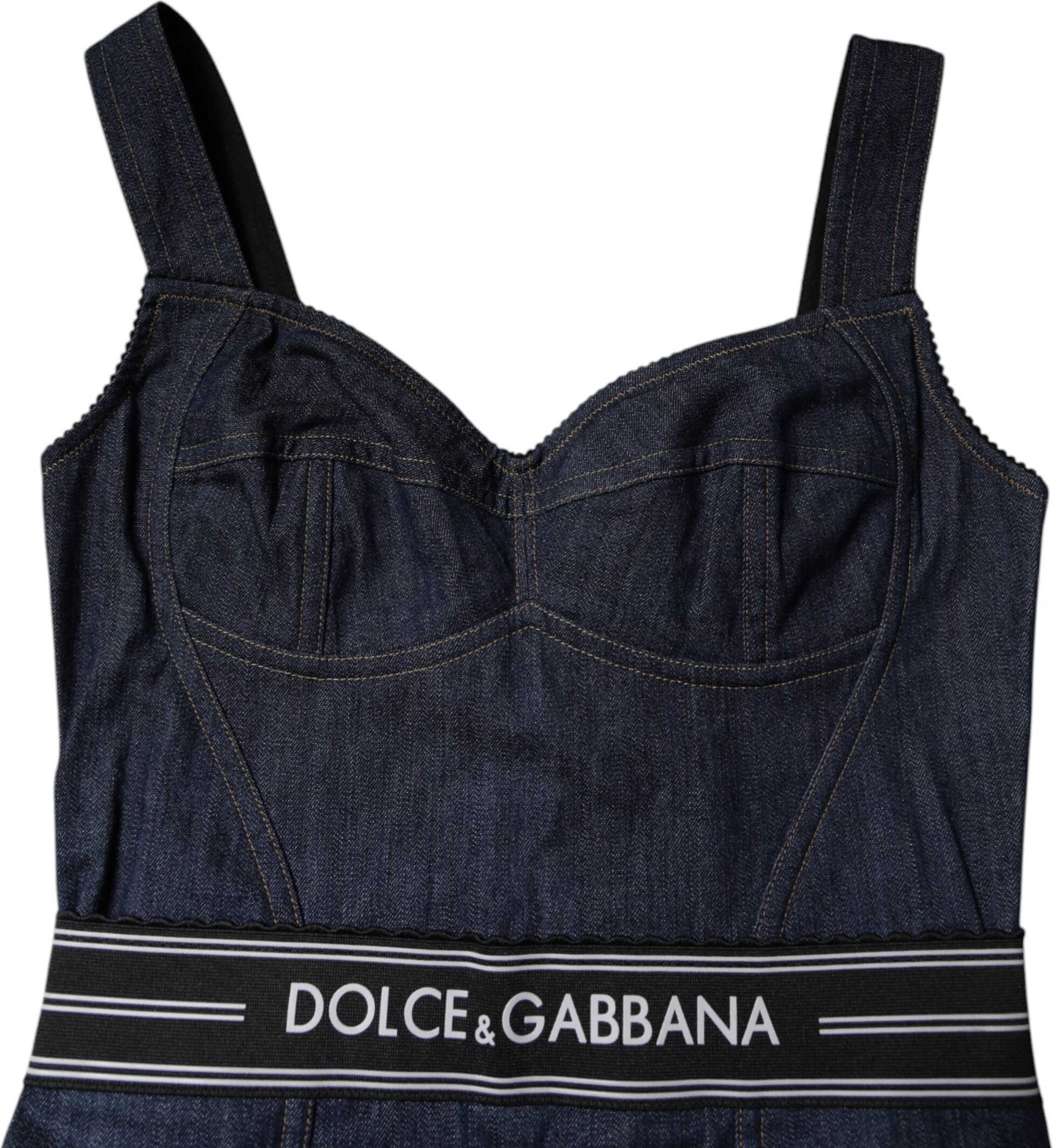 Dolce & Gabbana ko'k paxtali strech belbog'li jinsiga o'xshash bodisuit