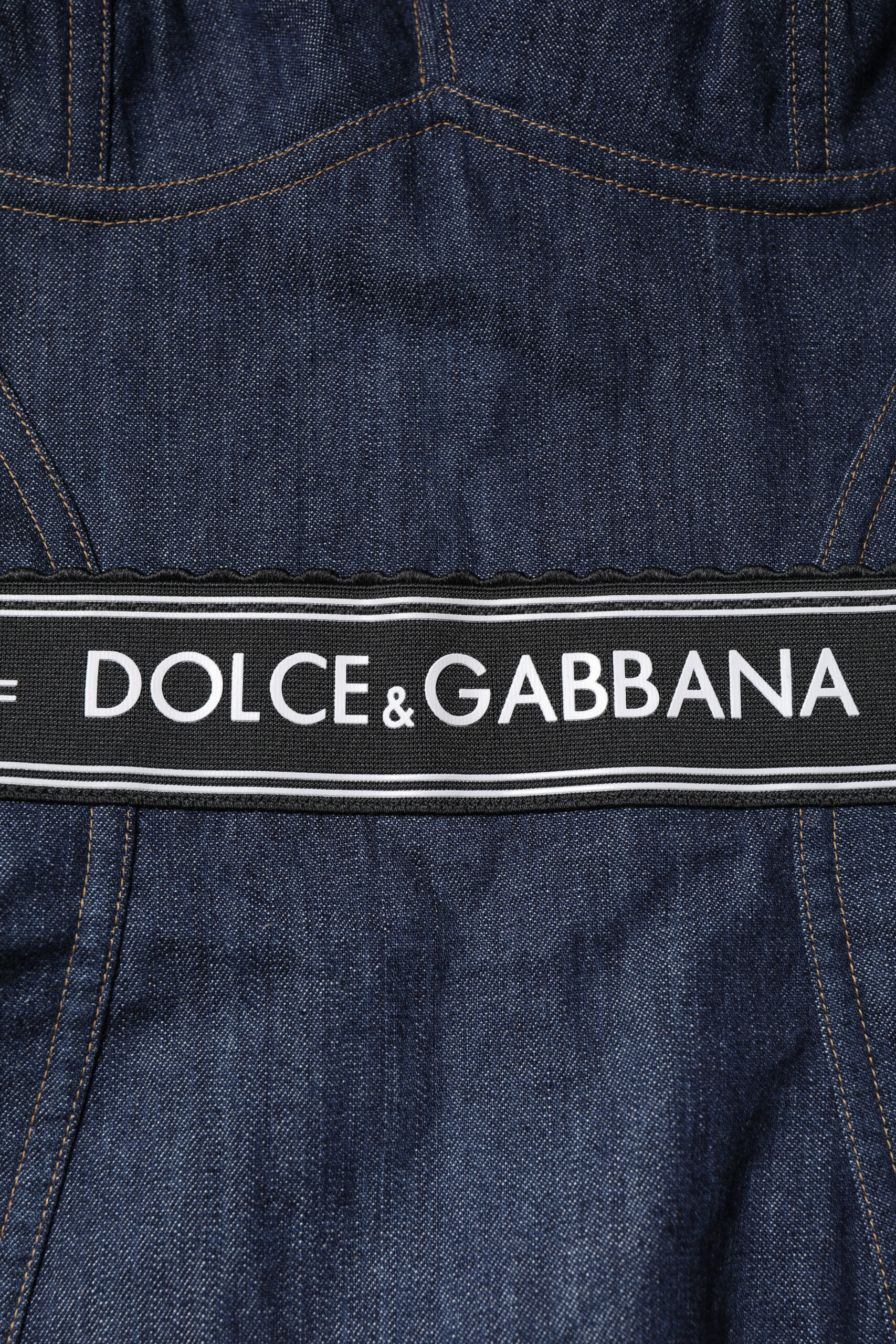Dolce & Gabbana ko'k paxtali strech belbog'li jinsiga o'xshash bodisuit