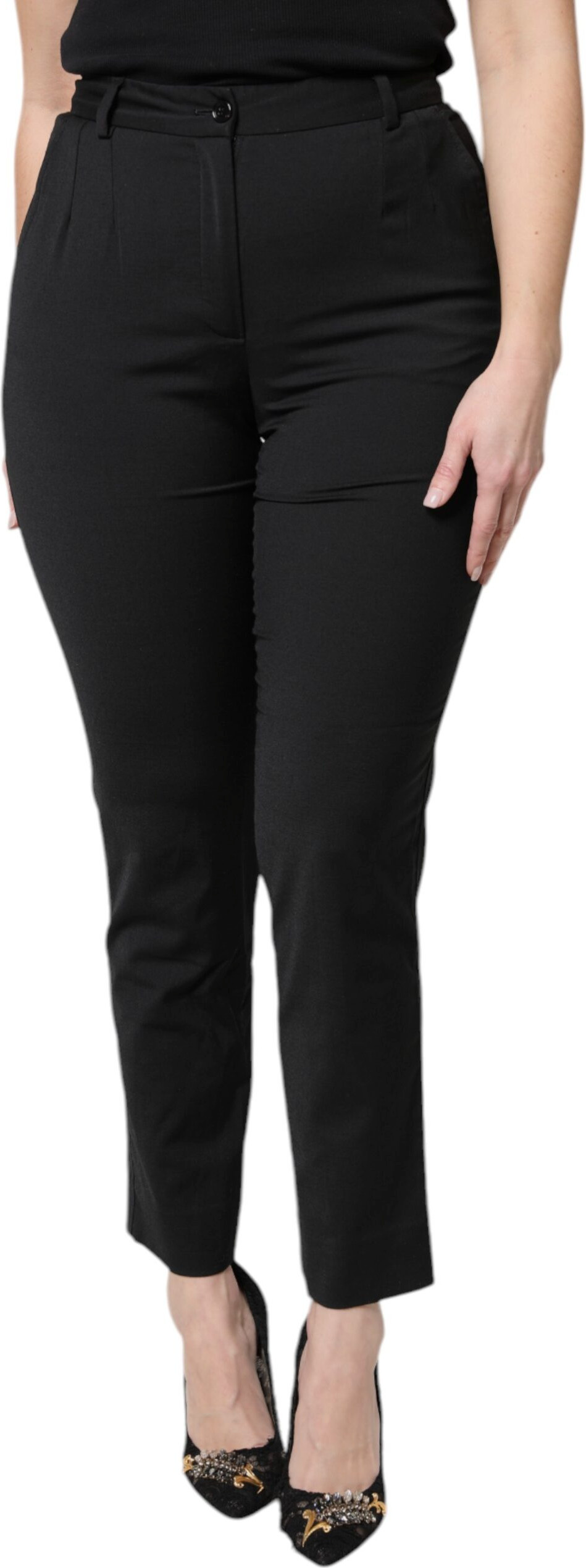 Pants Dolce & Gabbana Black Polyester High Waist Slim Pants