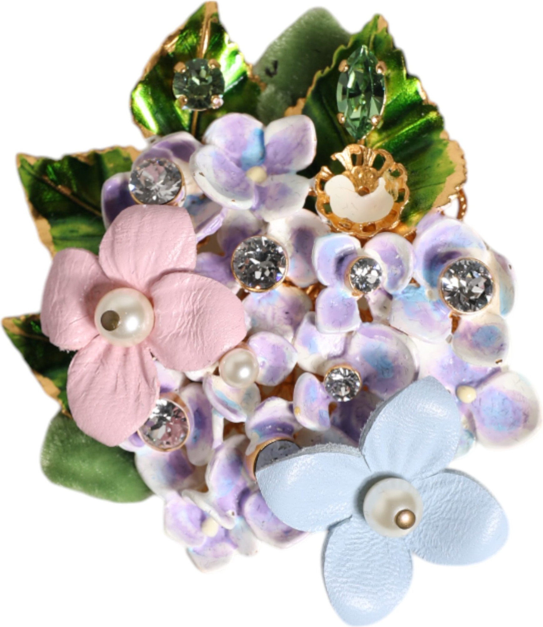 Dolce & Gabbana Multicolor Floral Crystals Pearls Enamel Accents Brooch