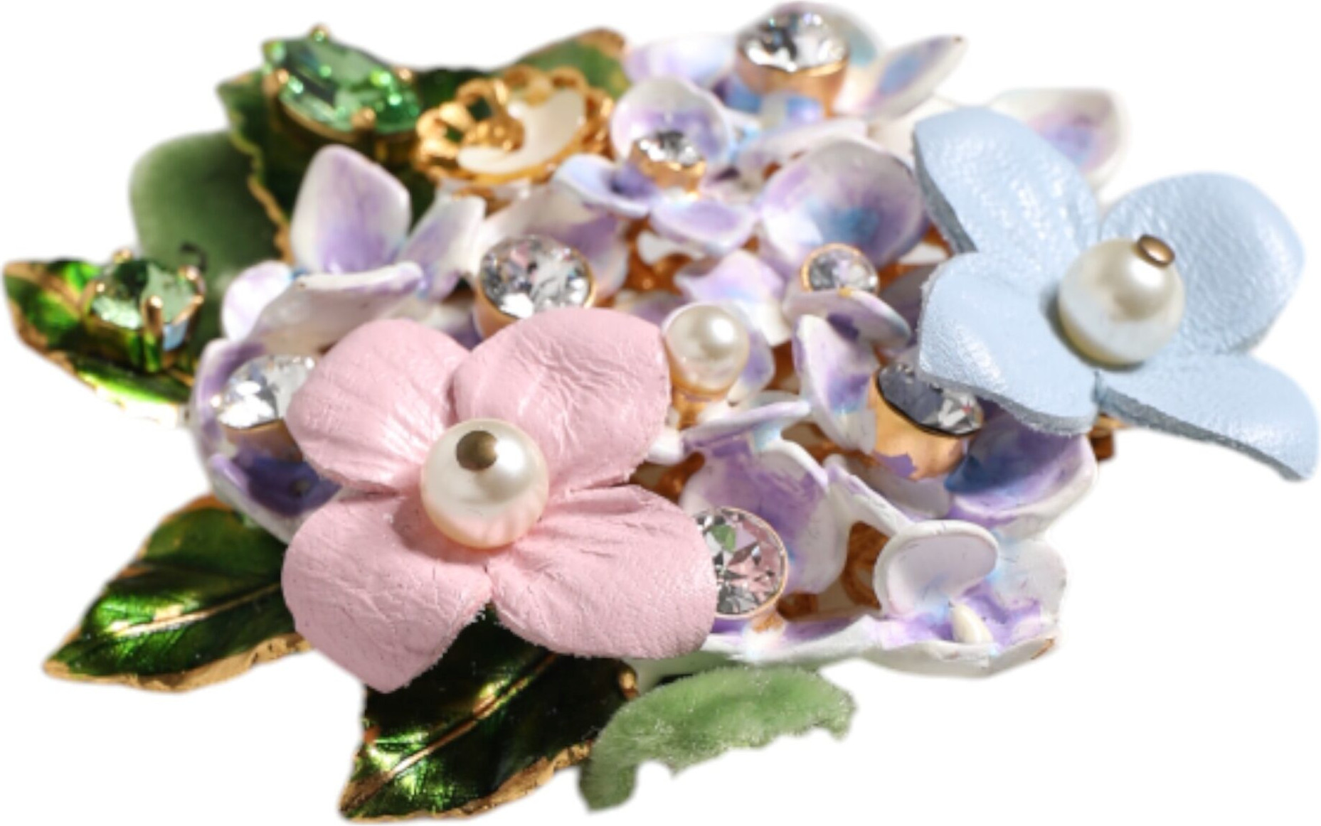 Dolce & Gabbana Multicolor Floral Crystals Pearls Enamel Accents Brooch