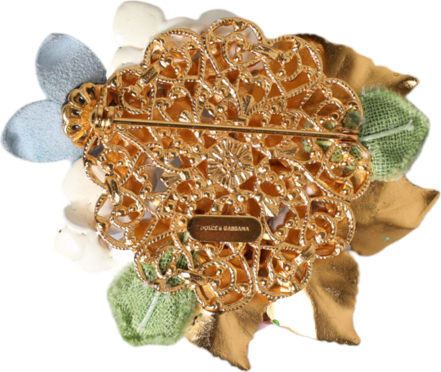 Dolce & Gabbana Multicolor Floral Crystals Pearls Enamel Accents Brooch