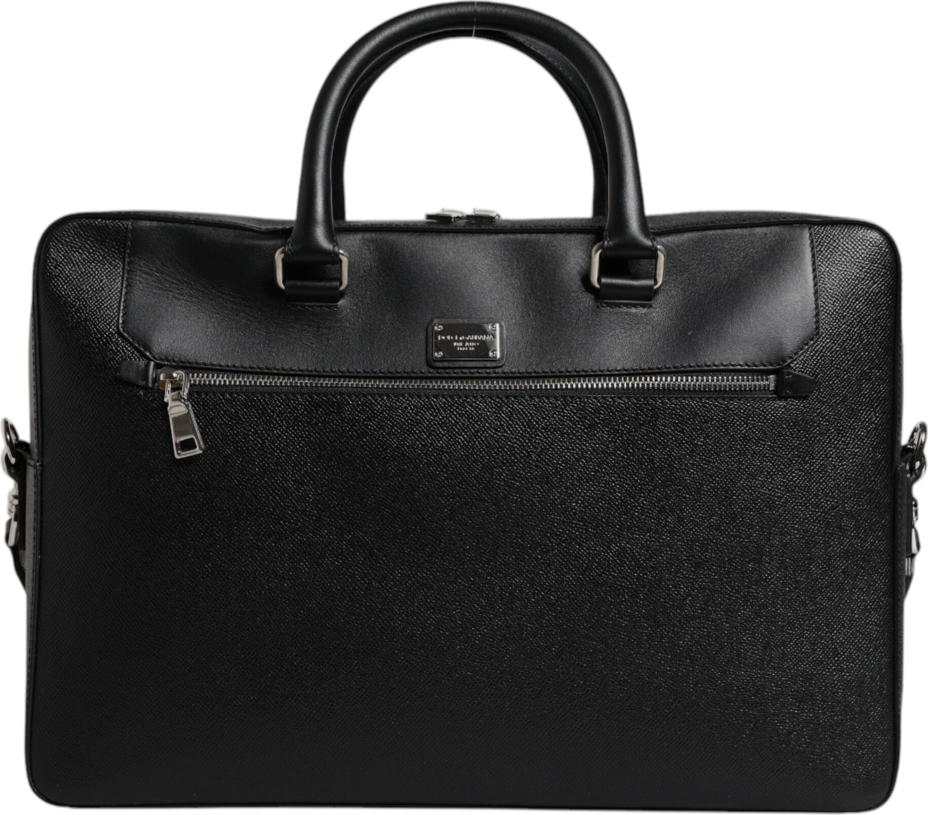 Сумка-мессенджер Dolce & Gabbana Черная с нашивкой-логотипом, двойные ручки
