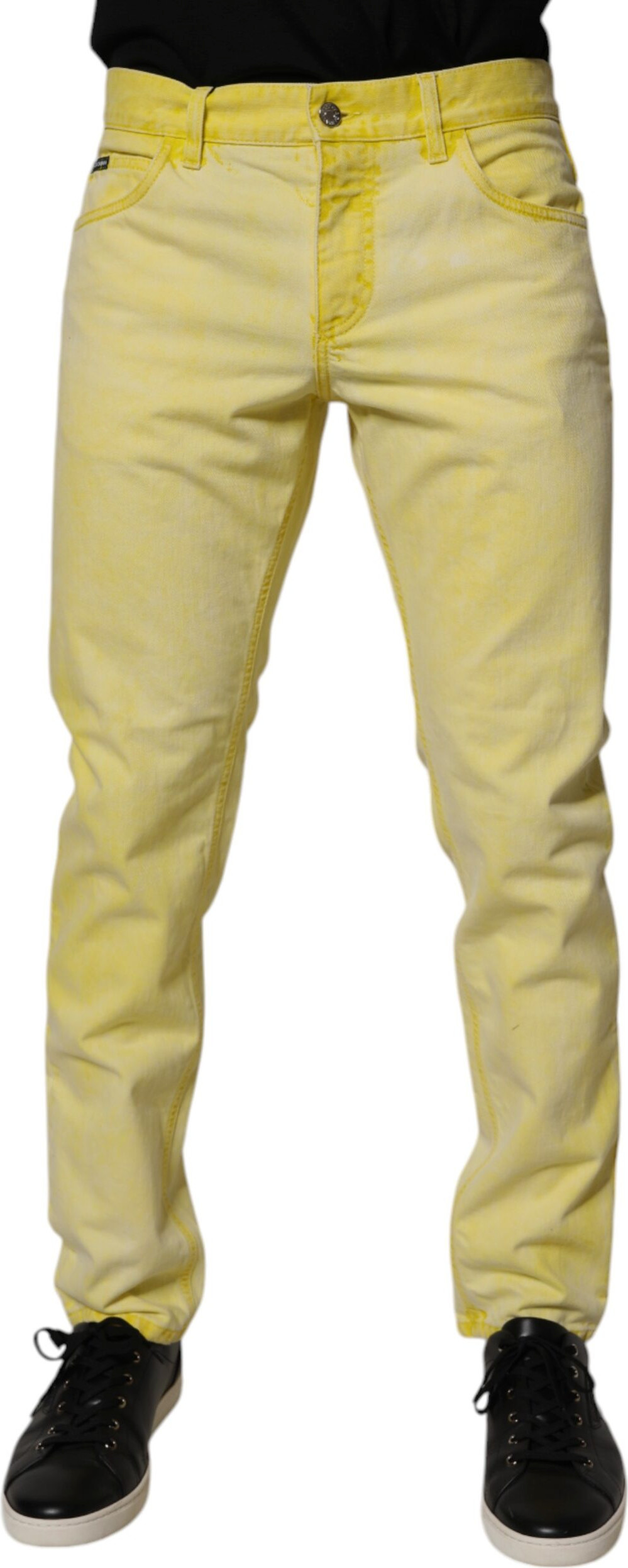 Dolce & Gabbana Yellow Cotton Stretch Skinny Men Denim Jeans