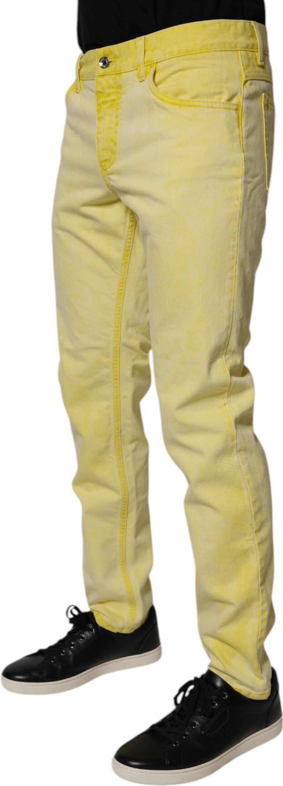Dolce & Gabbana Yellow Cotton Stretch Skinny Men Denim Jeans