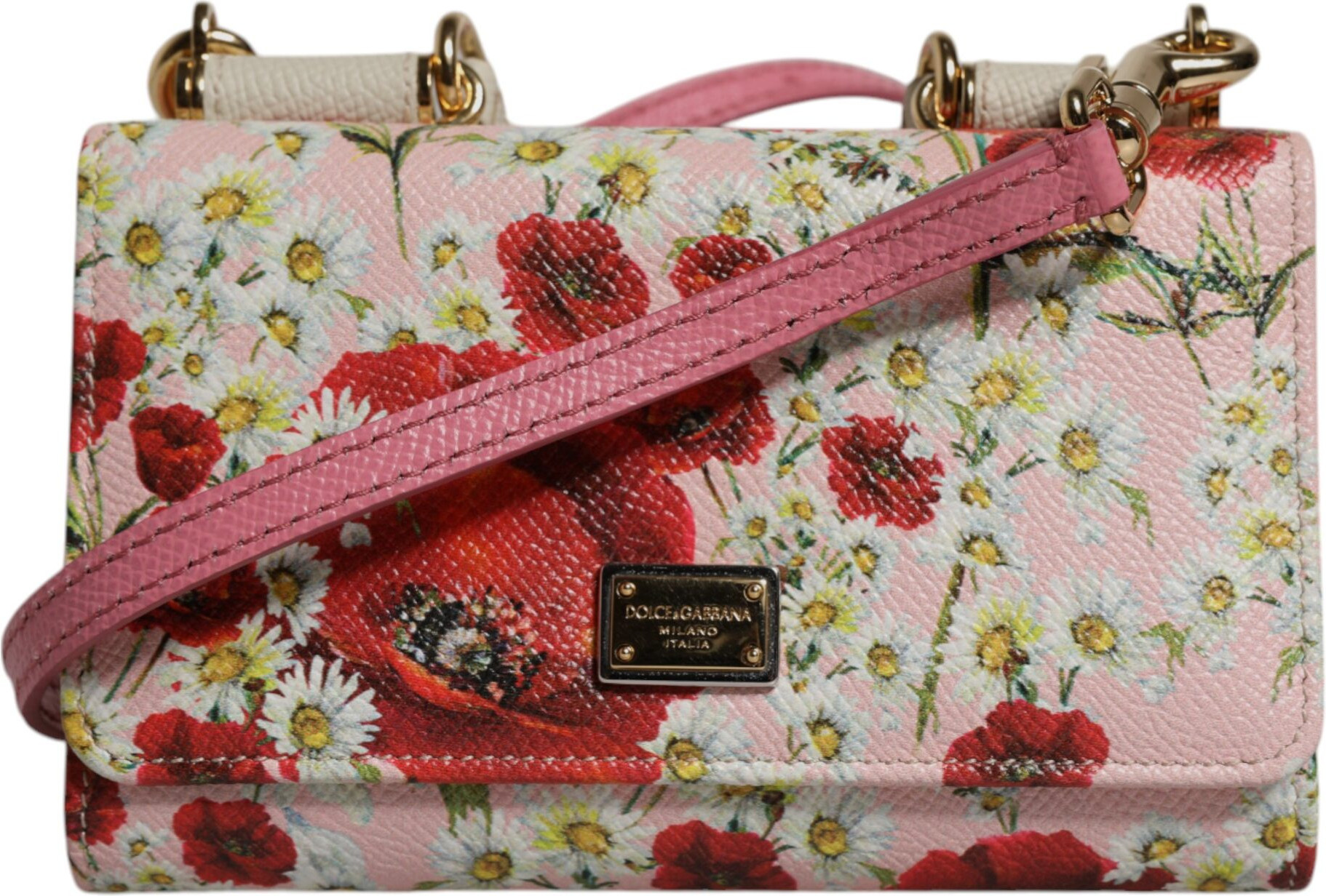 Dolce & Gabbana pushtoy sumkasi, pushti gulli charm, logotipi bor, bukmal sumka