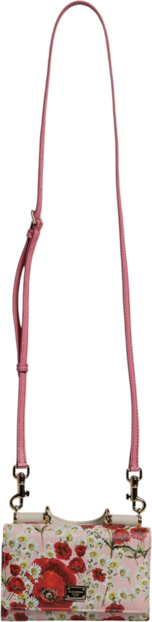 Dolce & Gabbana pushtoy sumkasi, pushti gulli charm, logotipi bor, bukmal sumka