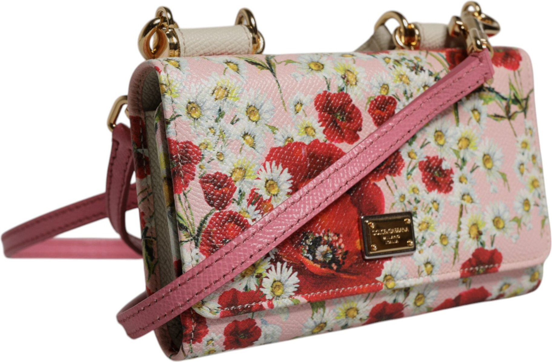 Dolce & Gabbana pushtoy sumkasi, pushti gulli charm, logotipi bor, bukmal sumka