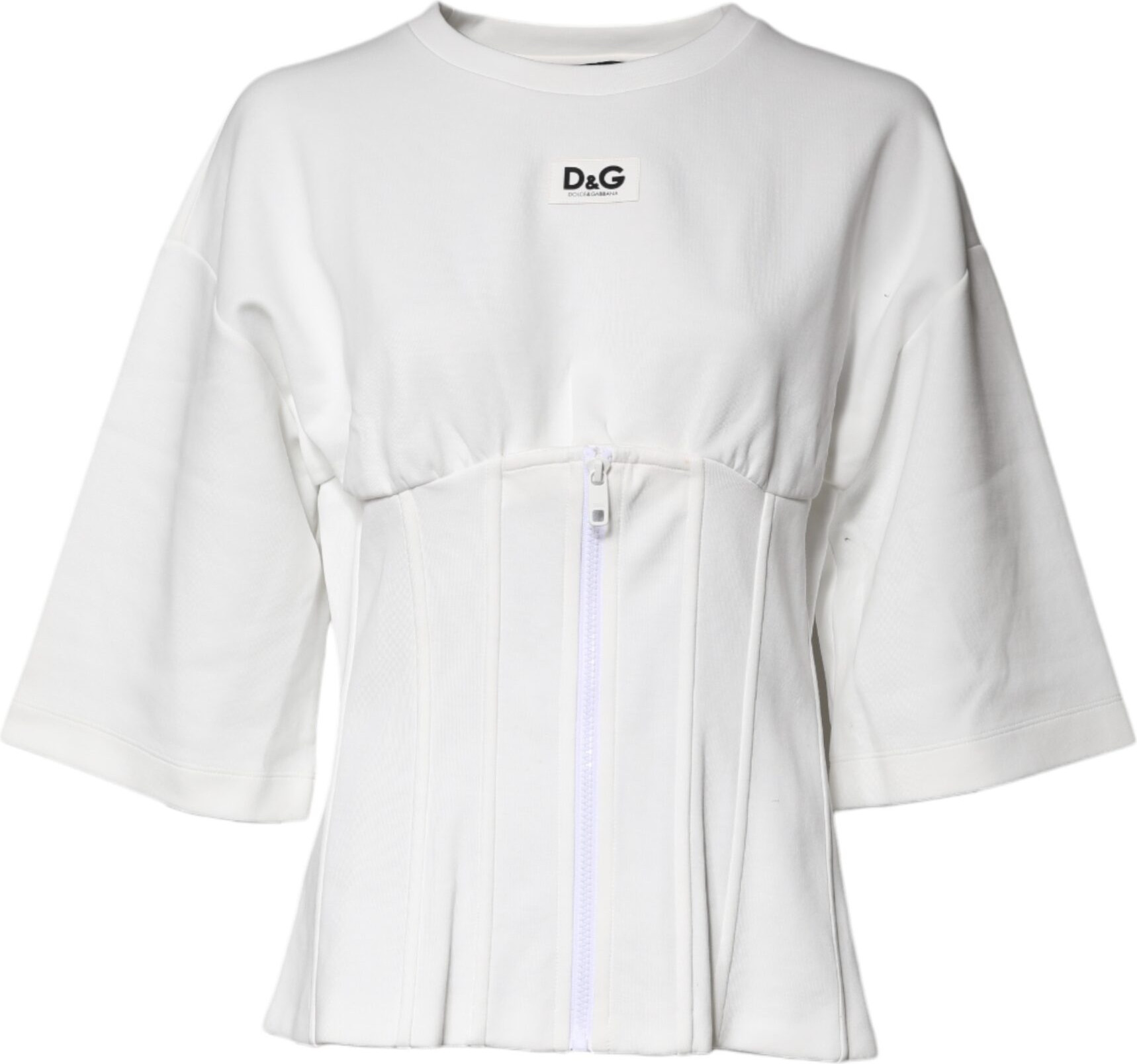 Белая блузка-топ Dolce & Gabbana из смесовой ткани с рукавами 3/4