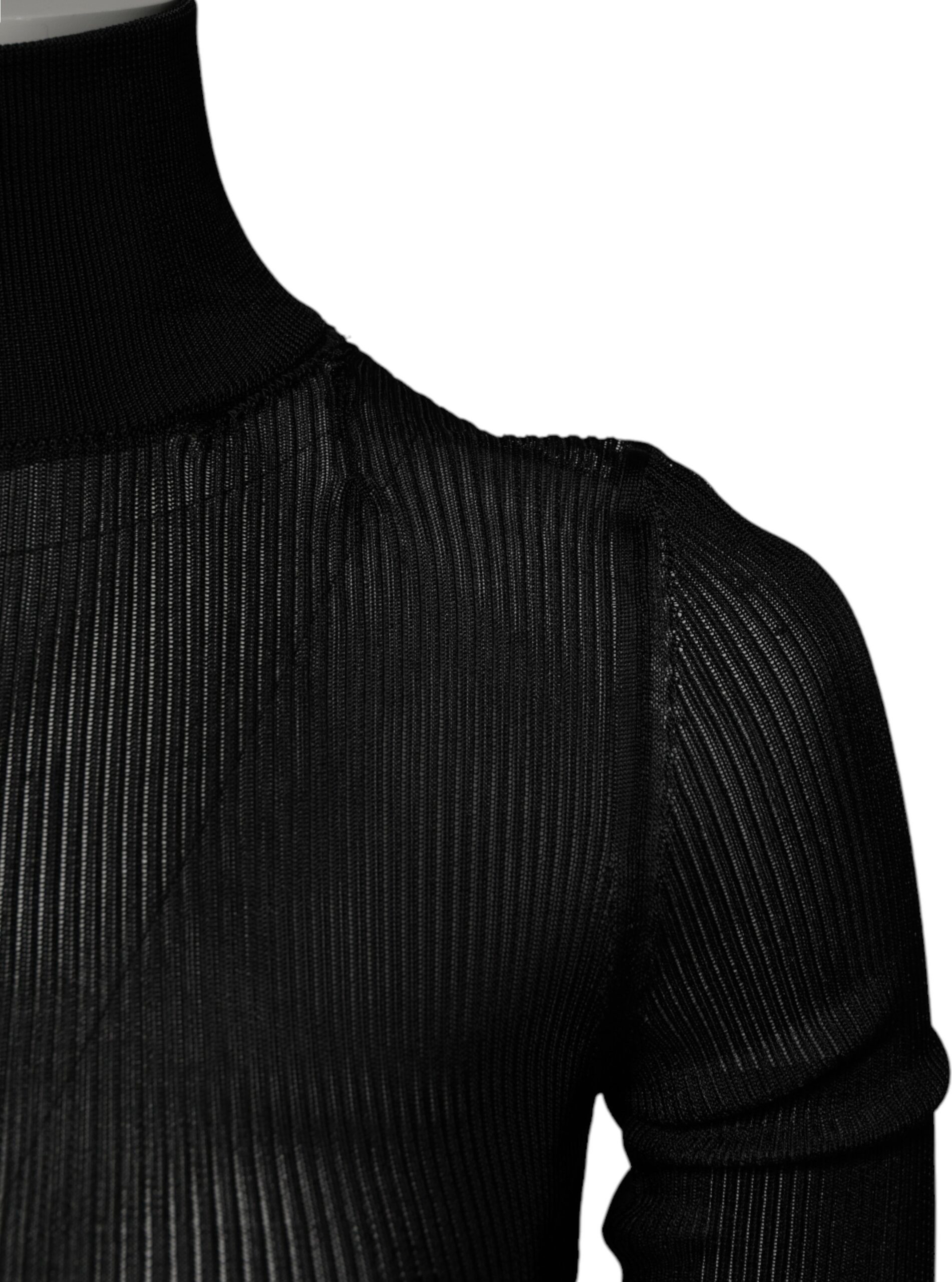 Dolce & Gabbana Black Knit Long Sleeves Turtleneck Slim Top