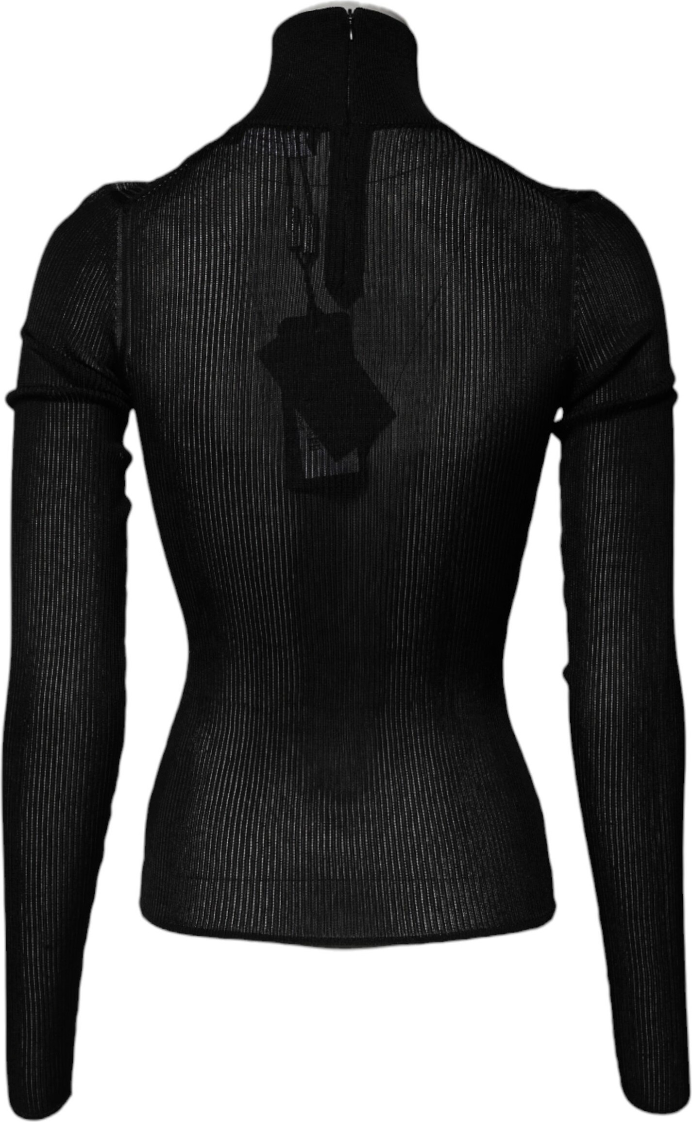 Dolce & Gabbana Black Knit Long Sleeves Turtleneck Slim Top